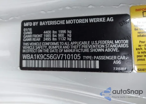 2016 BMW 228 I Sulev from USA, damaged, VIN WBA1K9C56GV710105